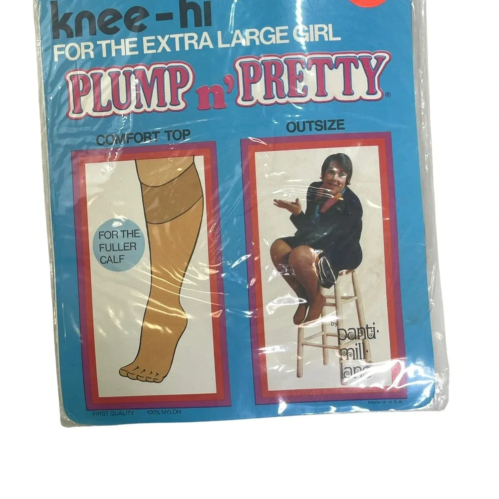 Vintage Pantyhose Lot of 2‎ Knee Highs Pantyhose Plus Size Plump N Pretty Tan